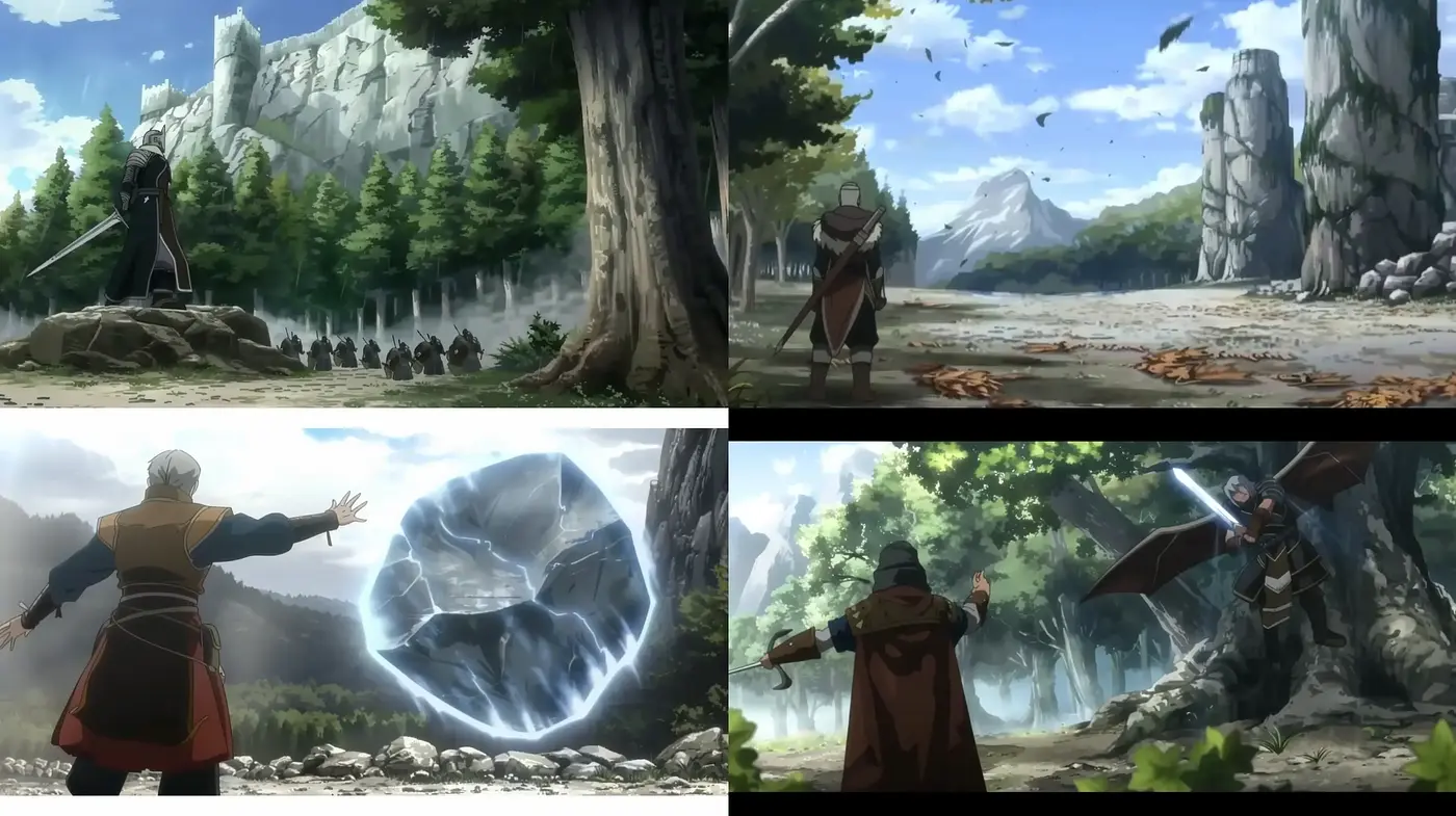 Epic Fantasy Anime-Inspired Panoramas with Consistent Natural Elements - Midjourney sref style