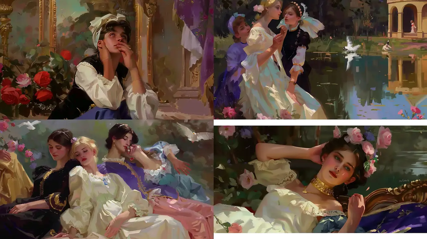 Romantic Era Reverie: A Softly Lit Pastel Dream - Midjourney sref style