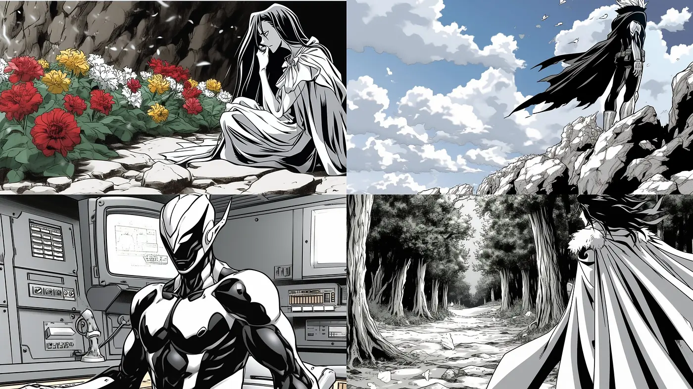 Monochromatic Meets Splashes of Bold Colors in a Stylized Realism - Midjourney sref style