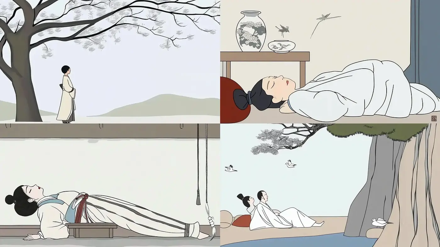 Tranquil Scenes of Serenity in an East Asian Ink Wash Style - Midjourney sref style