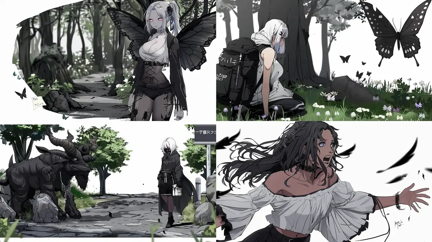 Ethereal journey through natural landscapes with mystical figures - Midjourney sref style