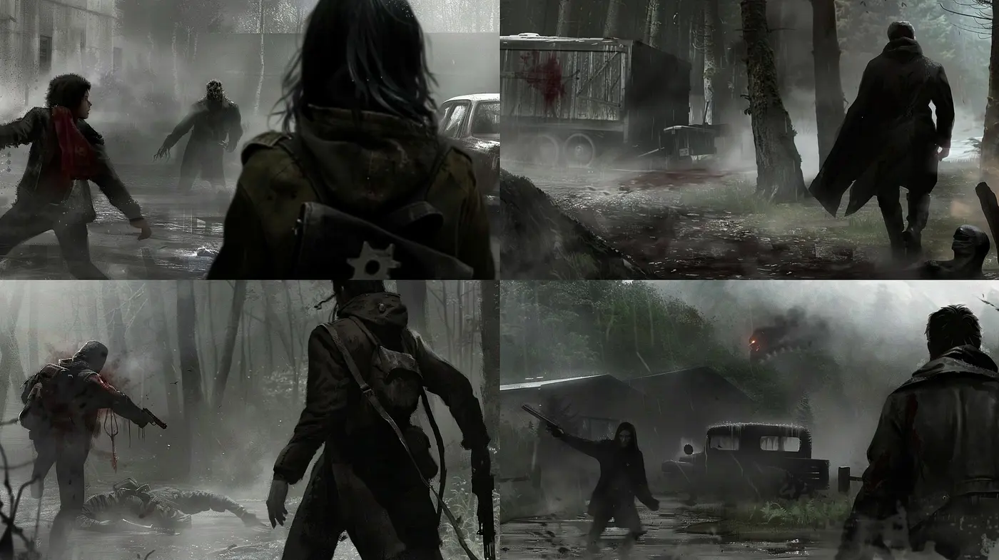 Misty Noir Cinematography with a Desaturated Palette and Textured Realism - Midjourney sref style