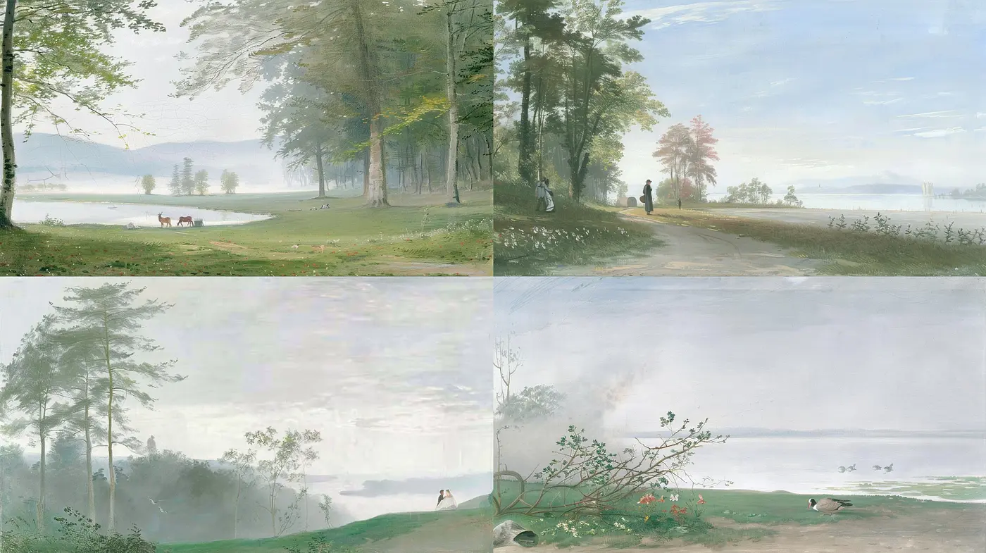Ethereal Nature's Embrace: A Consistent Lyrical Landscape in Pastel Hues - Midjourney sref style