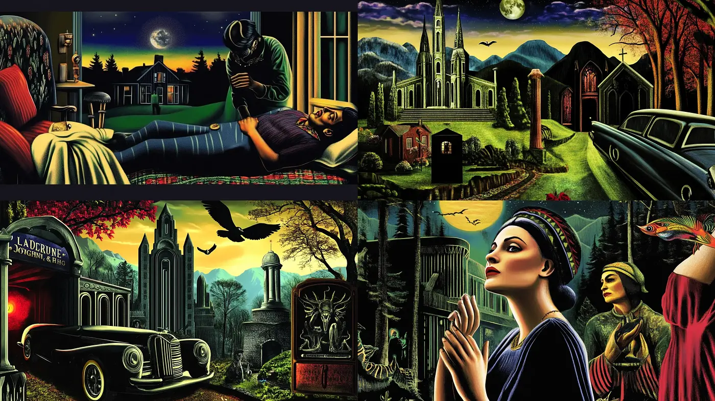 Nocturnal Elegance in Neo-Gothic Expression - Midjourney sref style