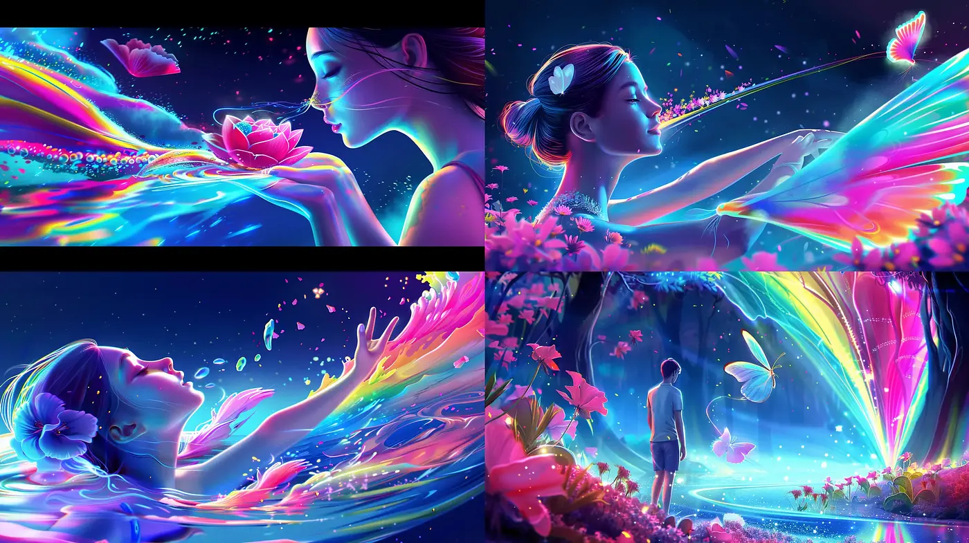 Luminous Dreamscape Collection with Ethereal Glow and Vivid Colors - Midjourney sref style