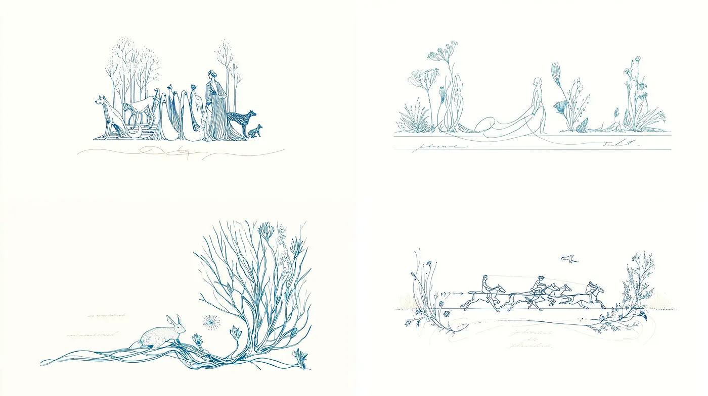 Elegant and Ethereal Illustrations with a Naturalistic Touch - Midjourney sref style