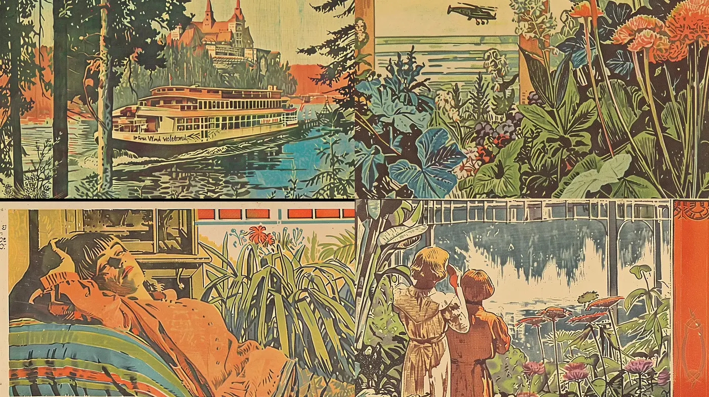 Timeless Pastoral Elegance in Warm Toned Storybook Illustration - Midjourney sref style