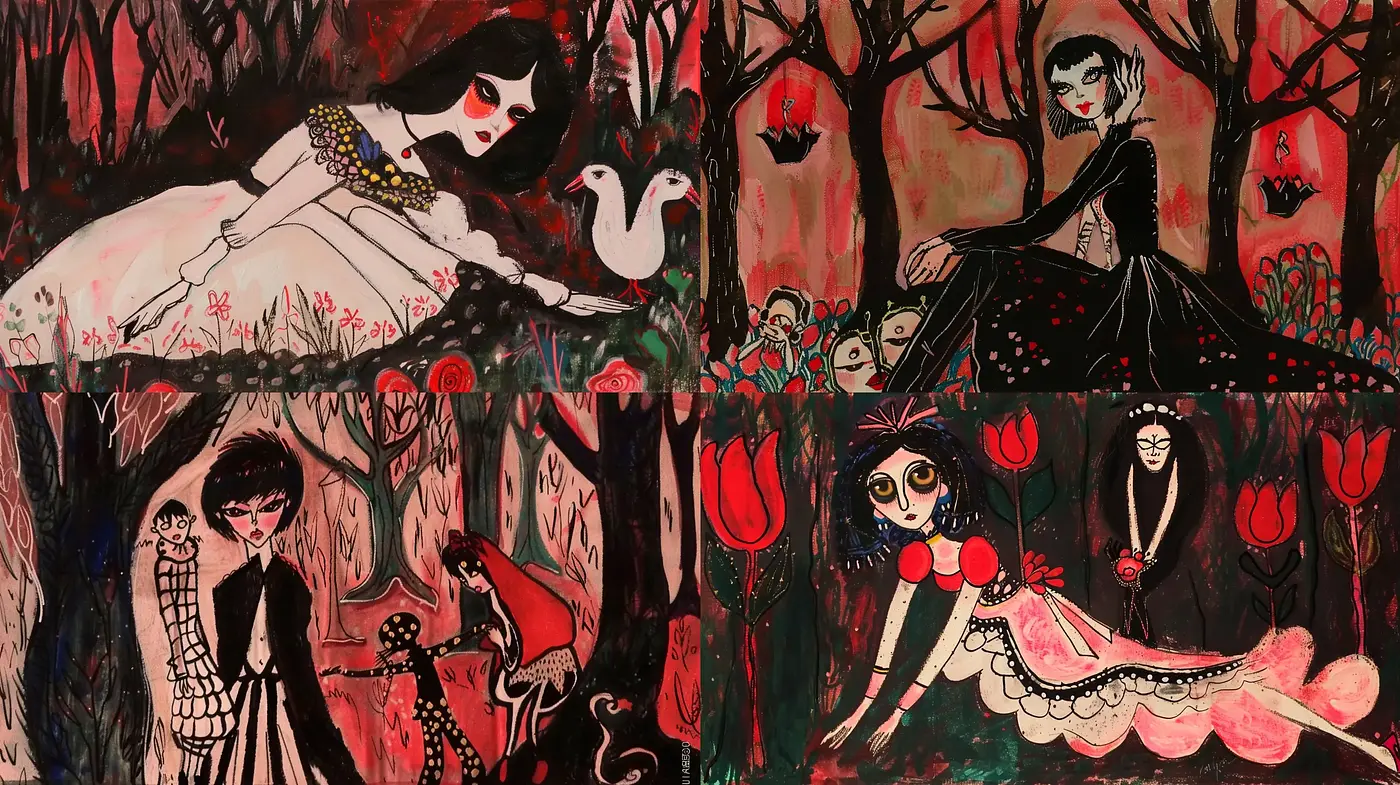 Gothic Fantasy with Stylized Nature Motifs - Midjourney sref style