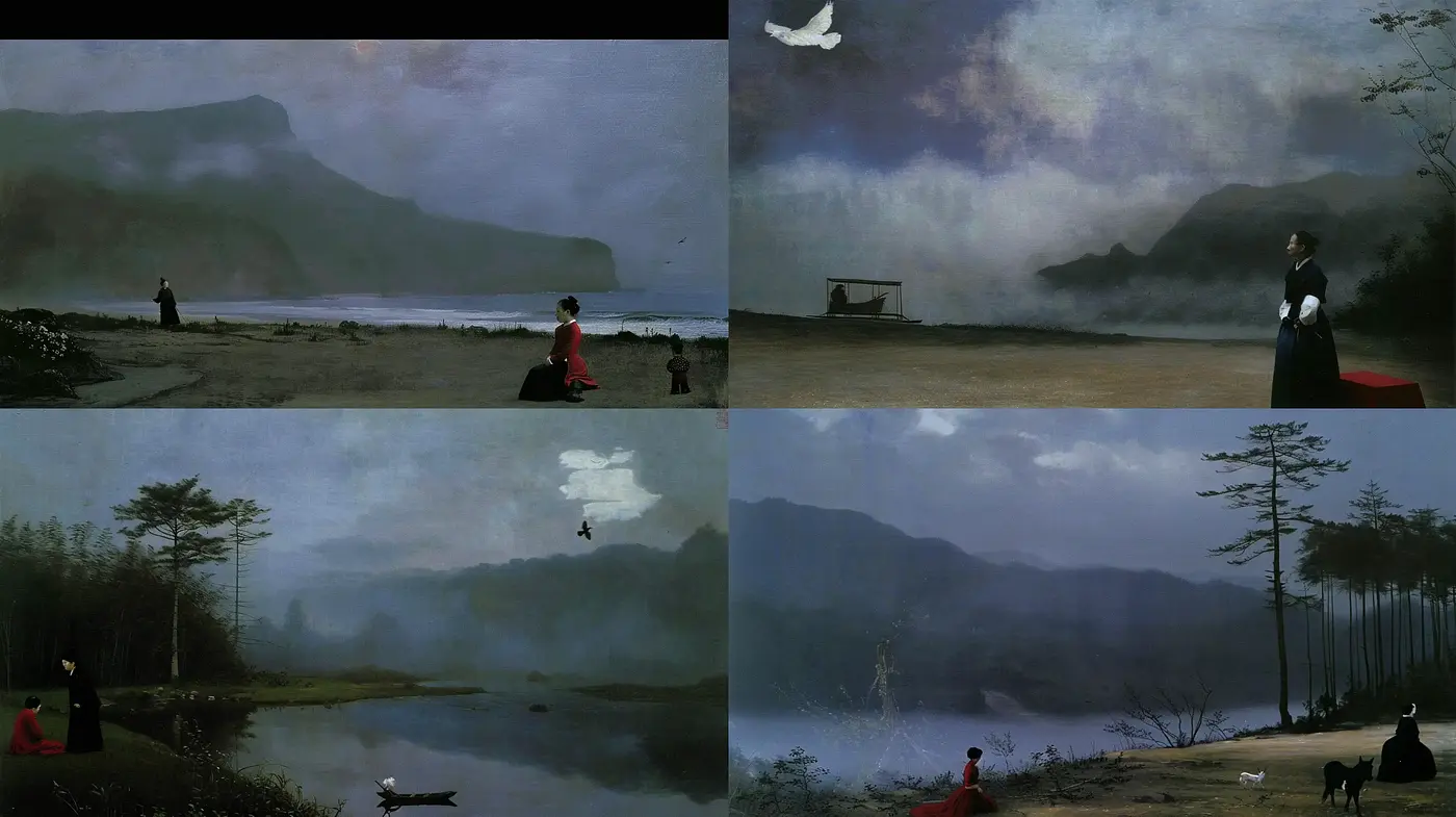 Ethereal Mists and Solitary Figures: A Homage to Romantic Era Sensibilities - Midjourney sref style