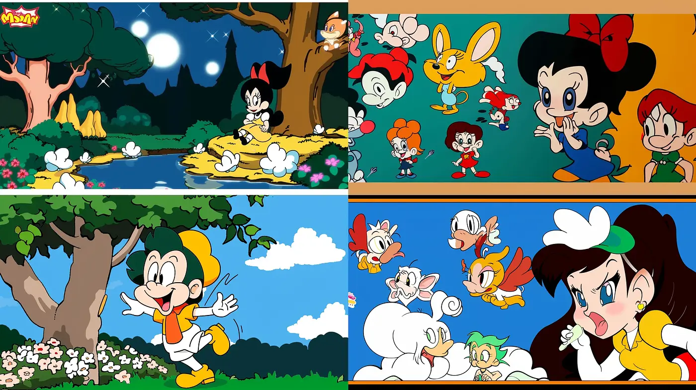 Bright and Expressive Cartoon Nostalgia - Midjourney sref style