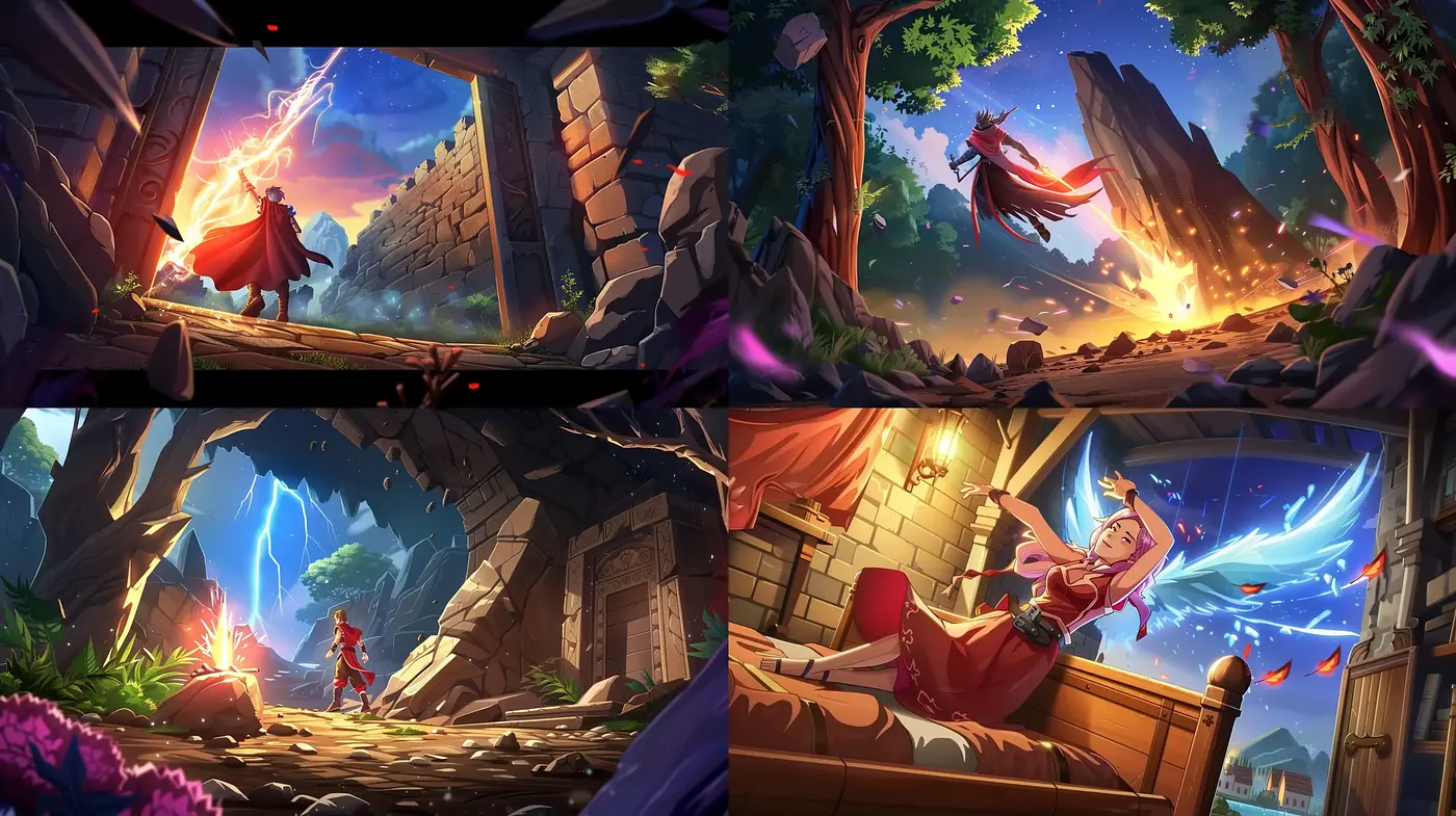 Dynamic Storybook Escapades in Lush, Vivid Hues - Midjourney sref style