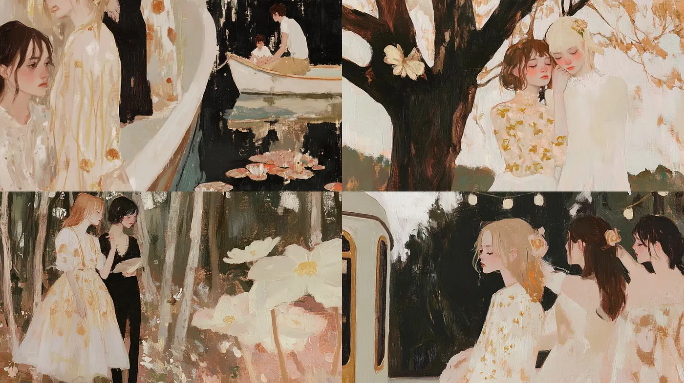Soft Romantic Vignettes with Subtle Impressionistic Influences - Midjourney sref style