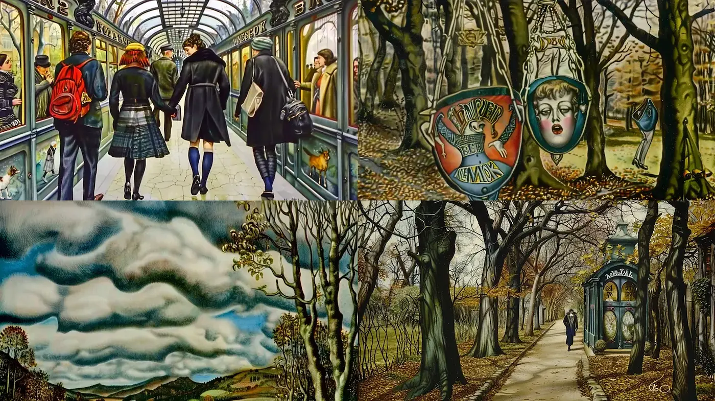 Surreal landscapes with a blend of realism and whimsy - Midjourney sref style