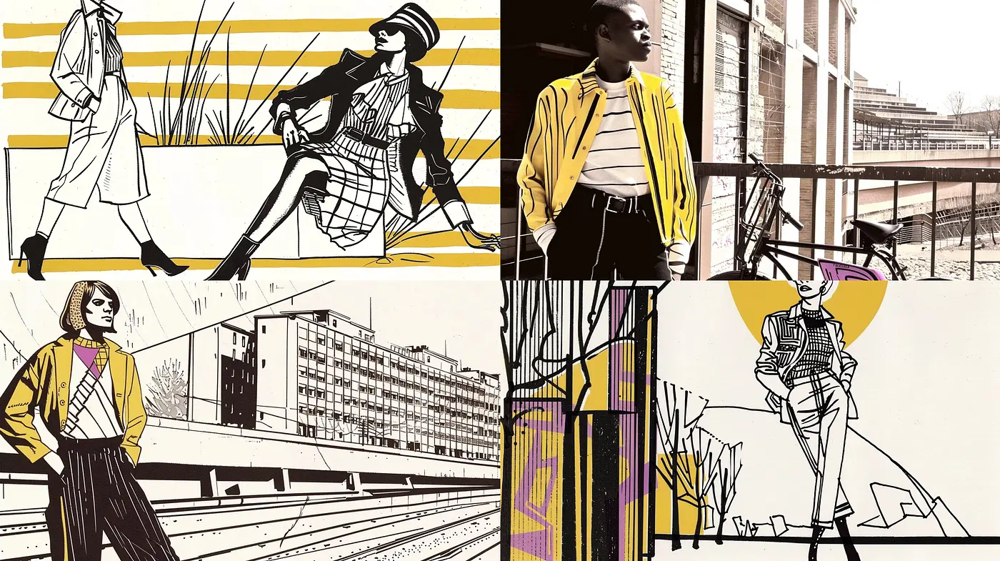 Contemporary Graphic Novel Visuals with Monochromatic and Vivid Yellow Highlights - Midjourney sref style