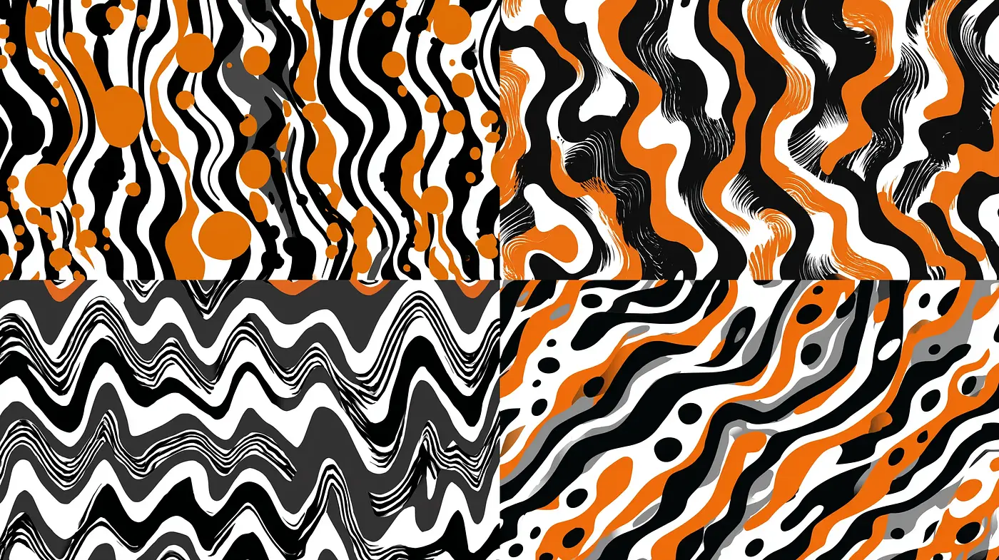 Dynamic Abstract Patterns with Consistent Textural Elements - Midjourney sref style