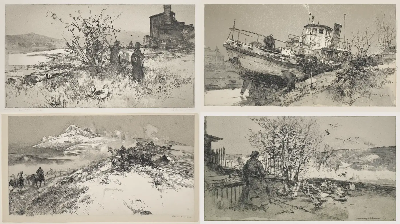 A Harmonious Fusion of Nostalgia and Melancholy in Monochromatic Landscapes - Midjourney sref style