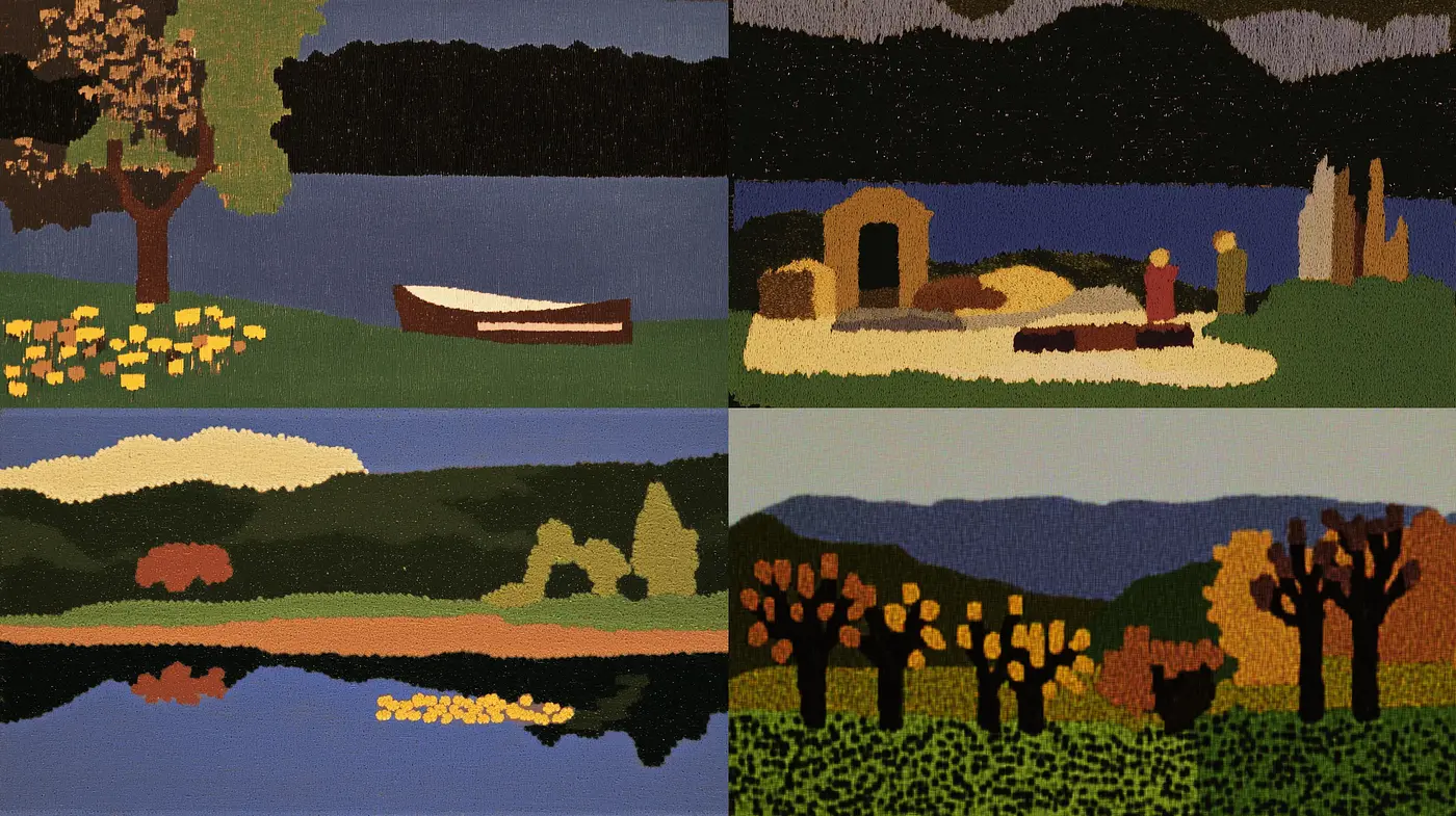 Stylized Pixelated Landscape Harmony - Midjourney sref style