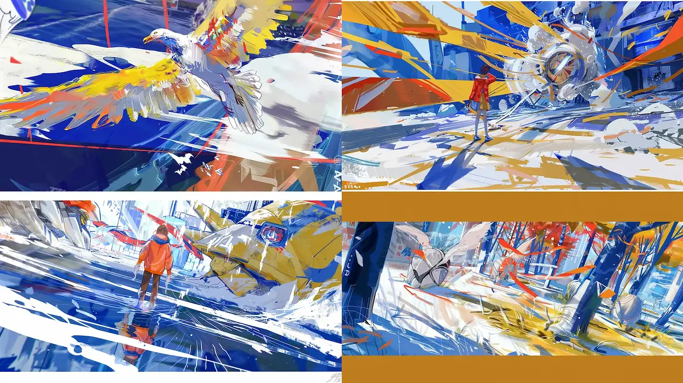 Dynamic and Vibrant Abstract Art with Energetic Flair - Midjourney sref style