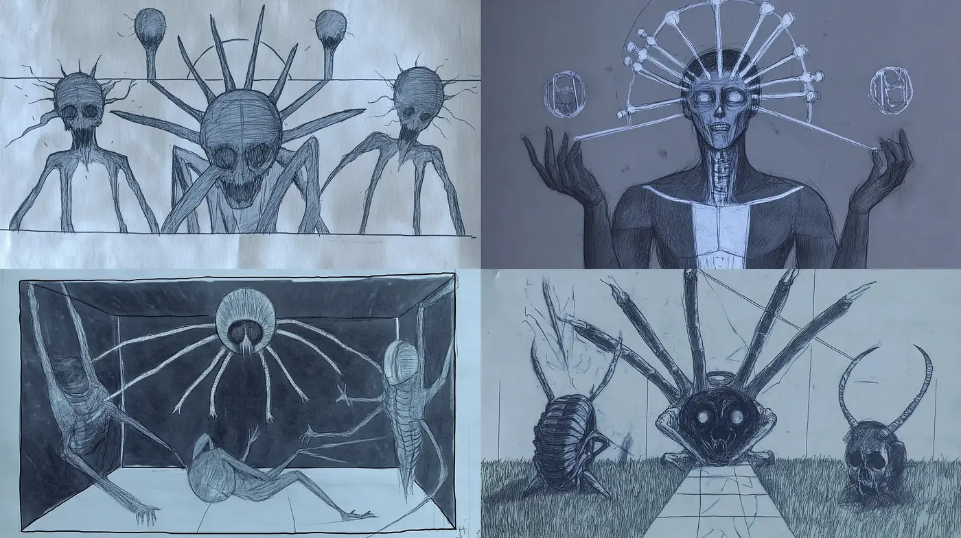Ethereal Monochrome Fantasia with Surrealist Overtones - Midjourney sref style