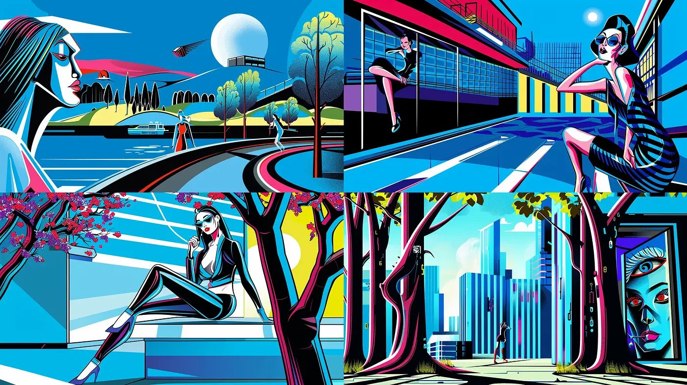 Neon-Noir Synthwave Fusion with a Futuristic Edge - Midjourney sref style