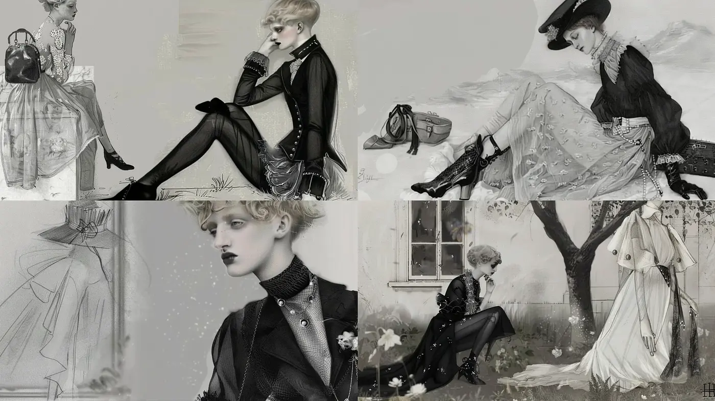 Monochromatic Elegance: Refinement and Grace in Stylized Monotones - Midjourney sref style