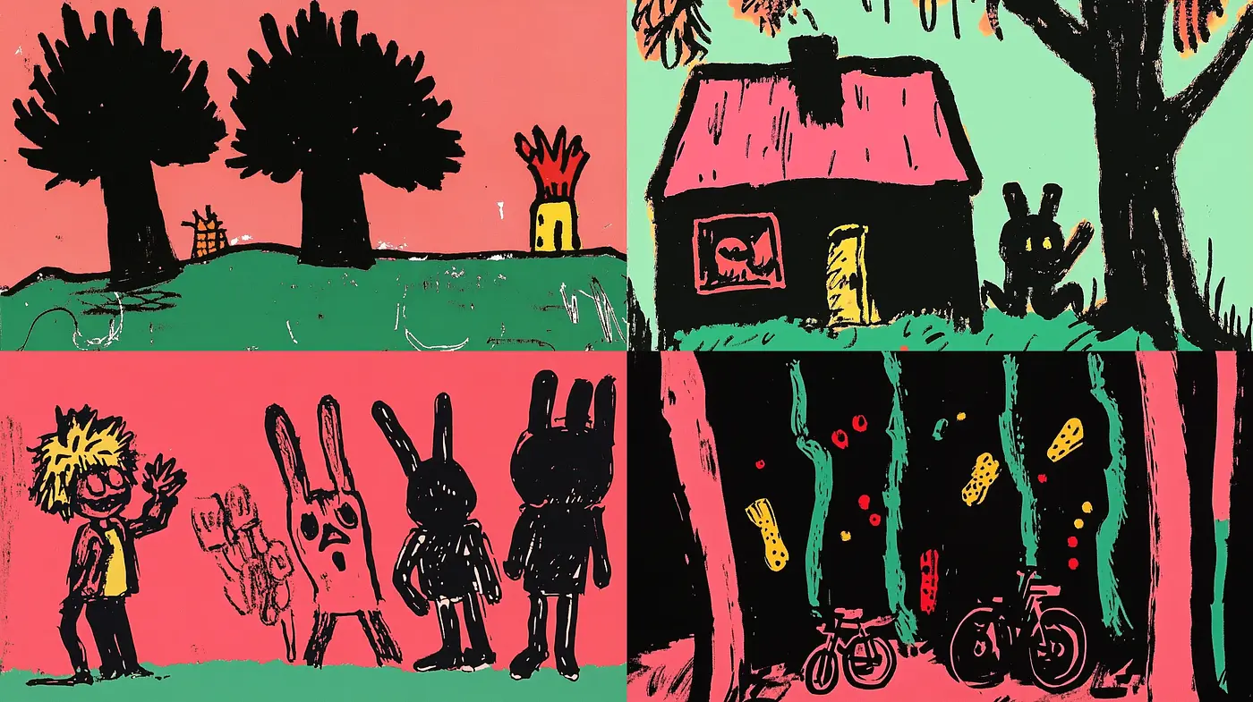 Abstract Cartoon Vibrance: An Exploration of Vivid Colors and Stylized Forms - Midjourney sref style