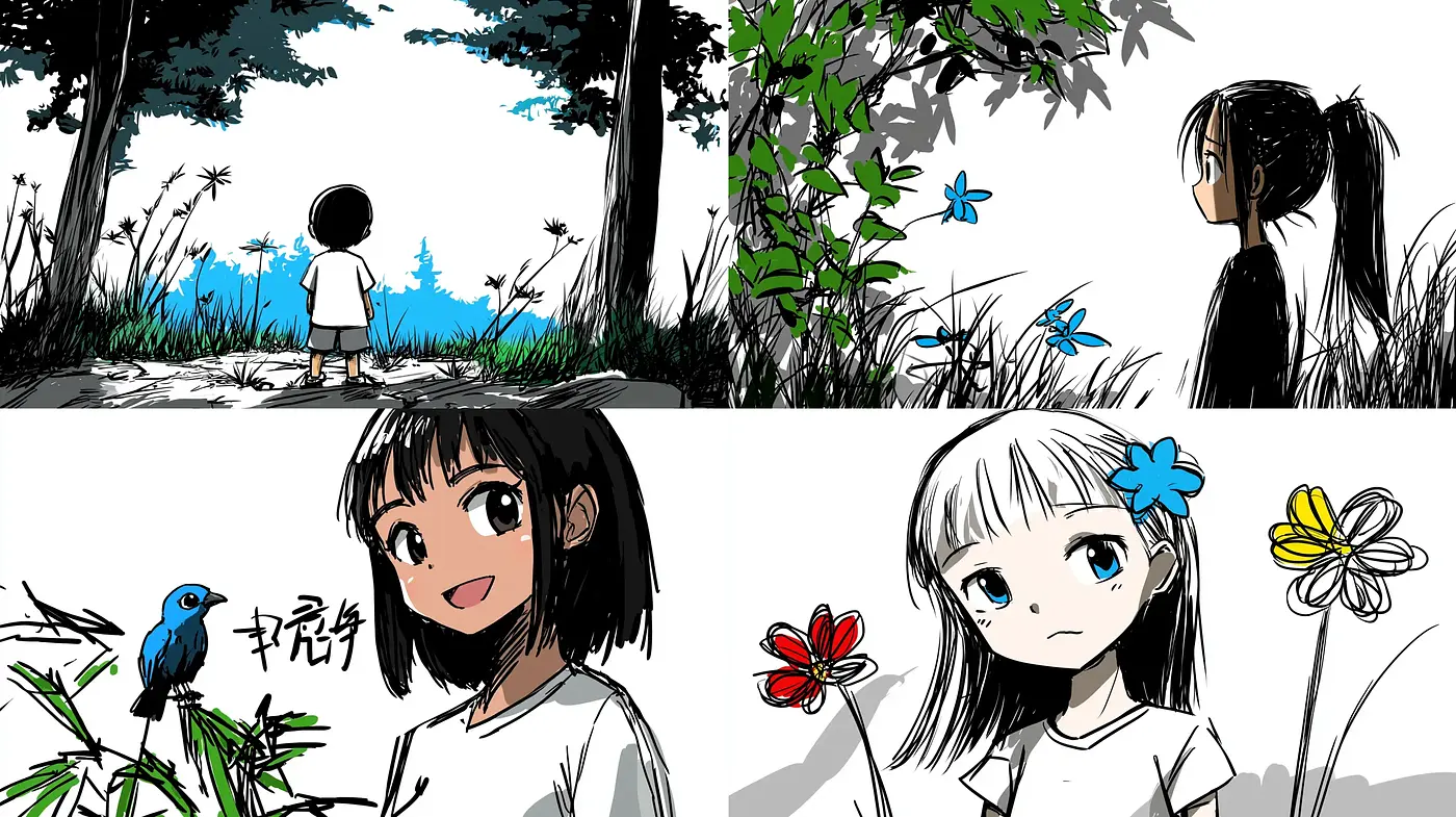 Contemplative Anime-Inspired Illustration Blend - Midjourney sref style