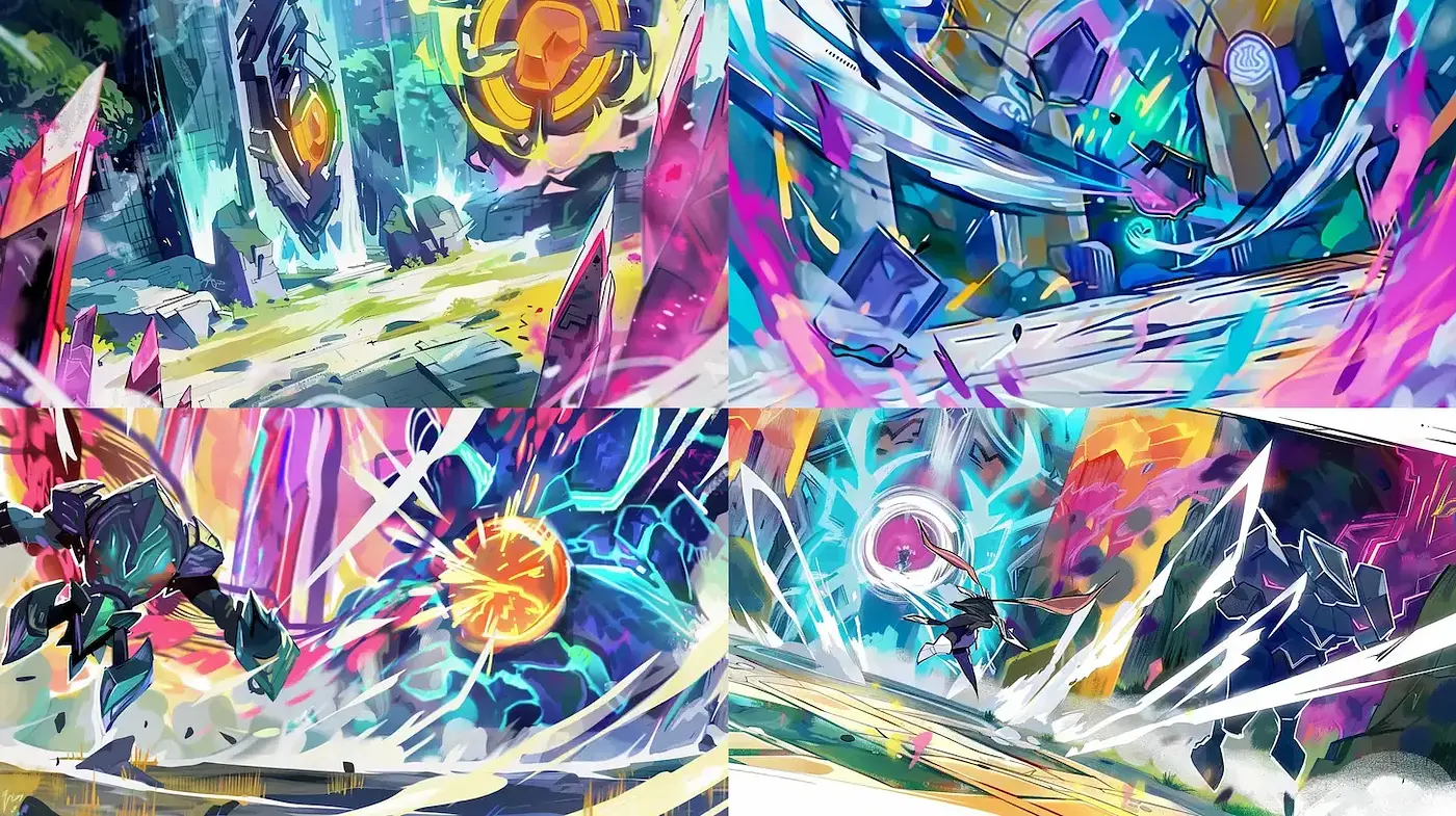 Dynamic and Colorful Fantasy Landscapes with a Futuristic Touch - Midjourney sref style