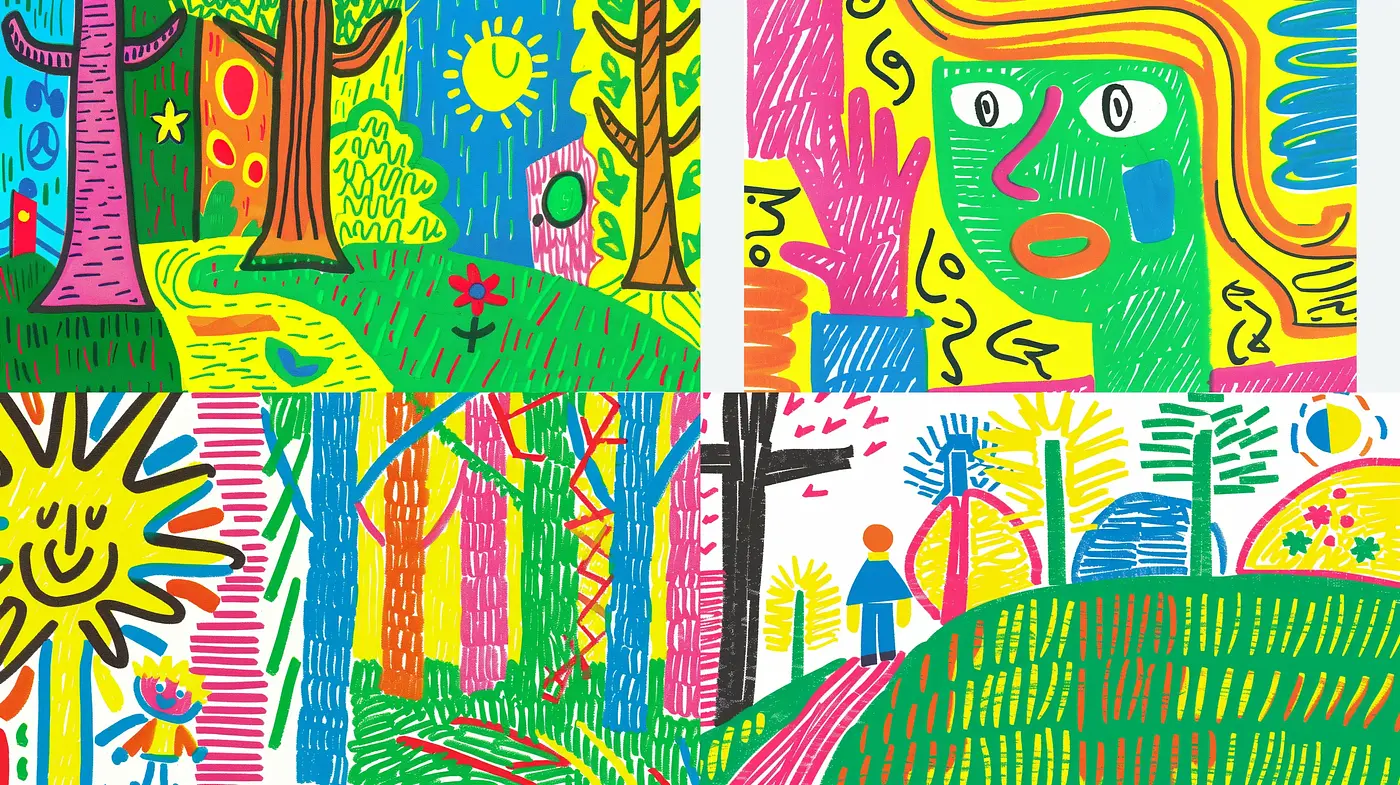 Vibrant Fauvist-Inspired Doodles with a Contemporary Twist - Midjourney sref style