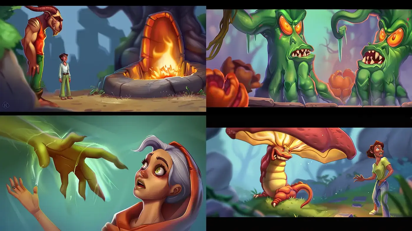Vibrant and Whimsical Fantasy Illustrations with a Playful Touch - Midjourney sref style