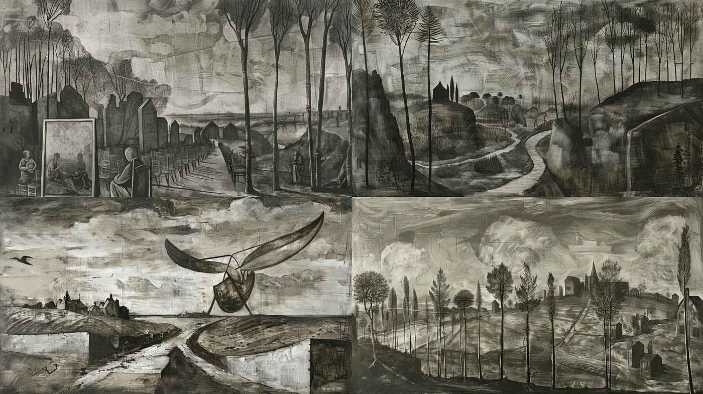 Monochrome Dreamscapes: A Homage to Surrealism and Expressionism - Midjourney sref style