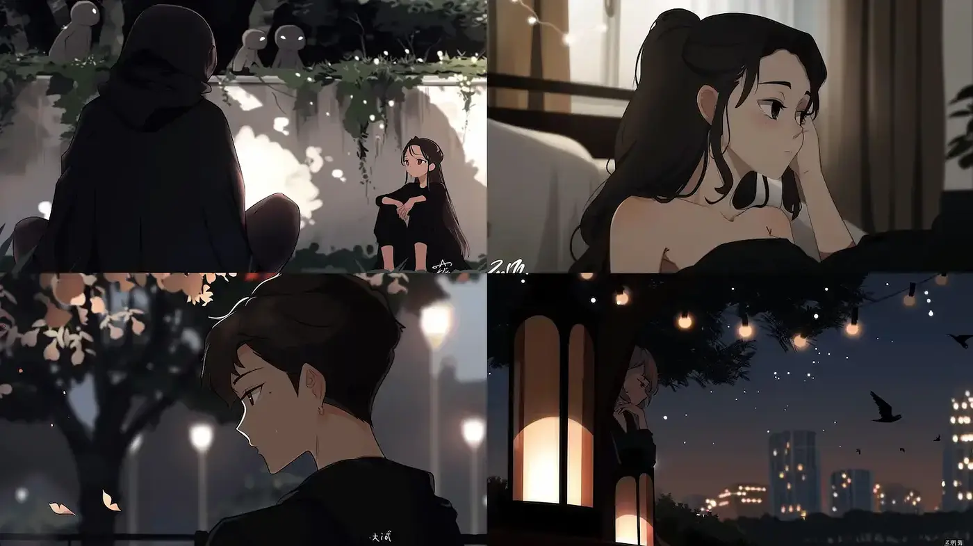 Contemporary Animation Style with Emotional Depth and Somber Atmosphere - Midjourney sref style
