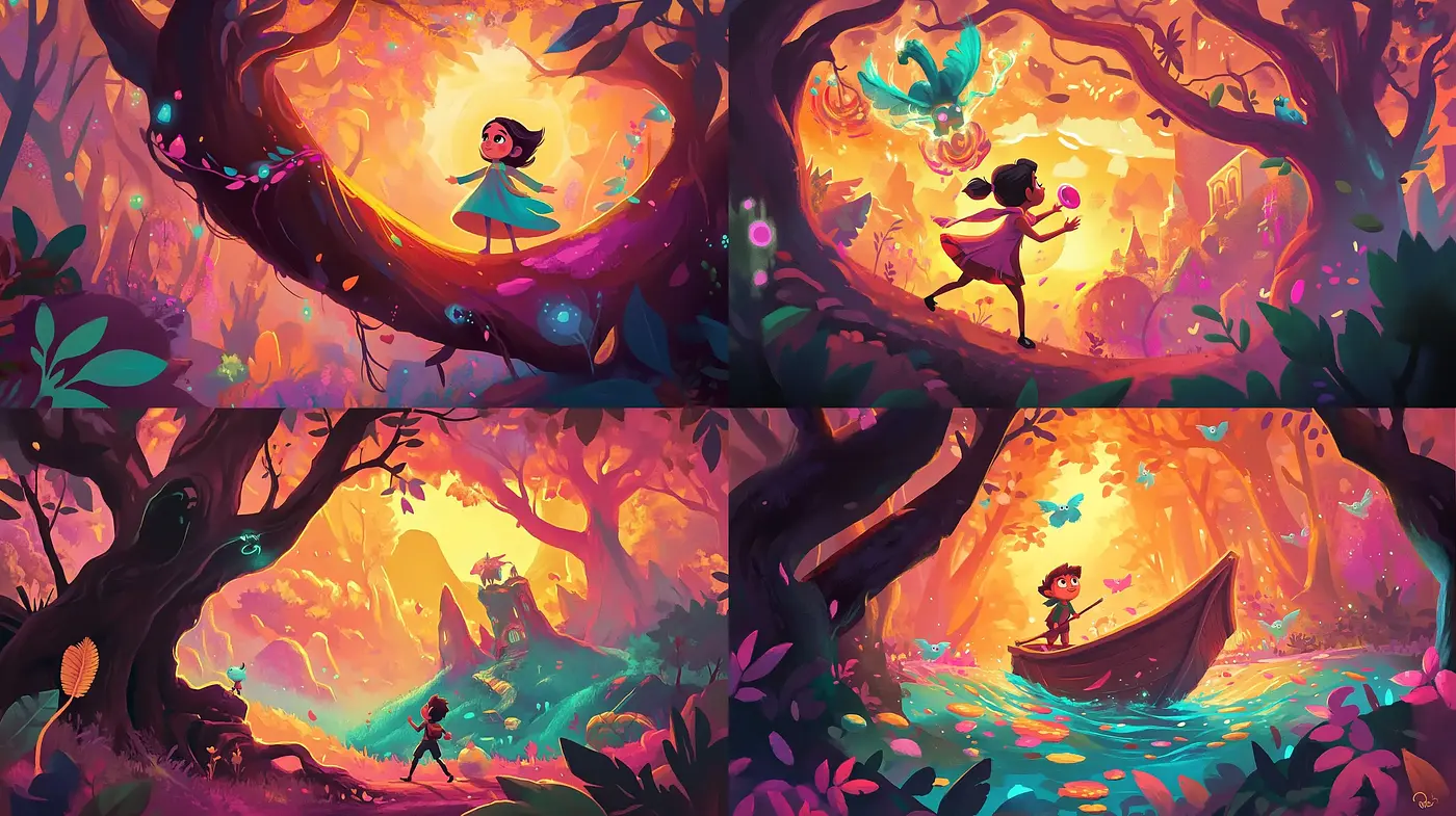 Enchanted Twilight Forest: A Whimsical Digital Art Series - Midjourney sref style