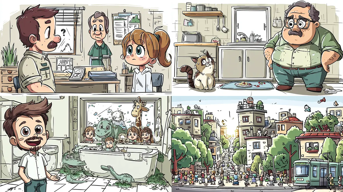 Charming and whimsical cartoon style with playful characters and engaging scenarios - Midjourney sref style