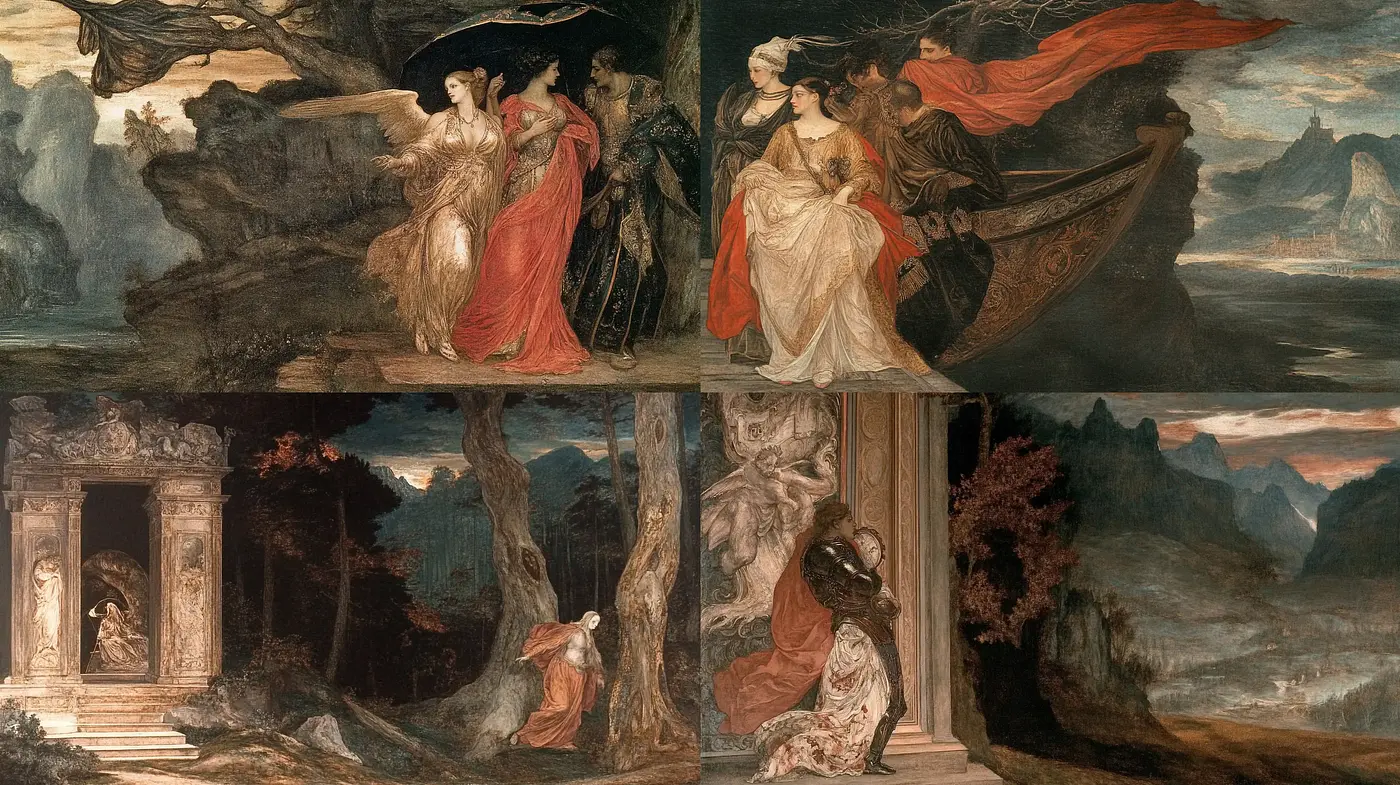 Ethereal Classical Elegance: A Homage to Mythological Romanticism - Midjourney sref style