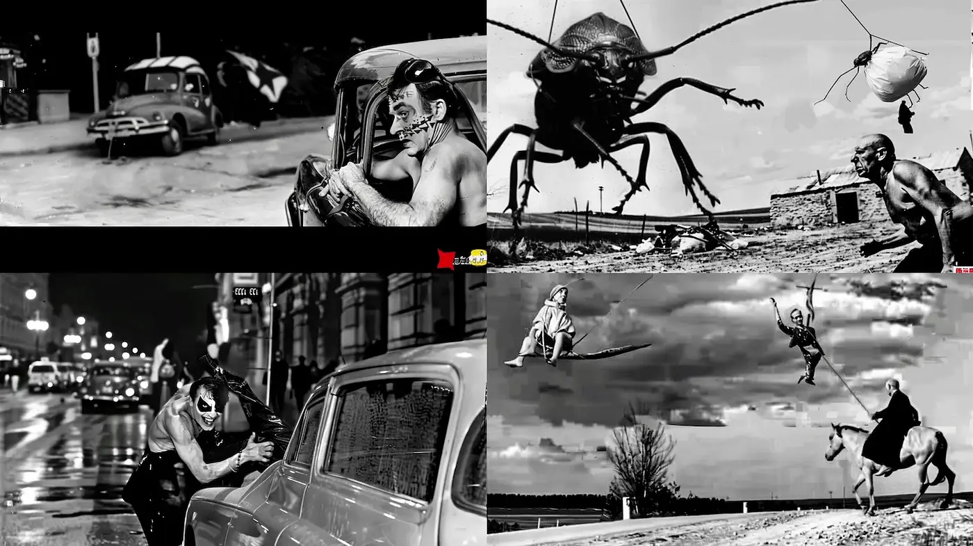 Surreal Black and White Imagery with Vintage Aesthetics and Urban Vibes - Midjourney sref style