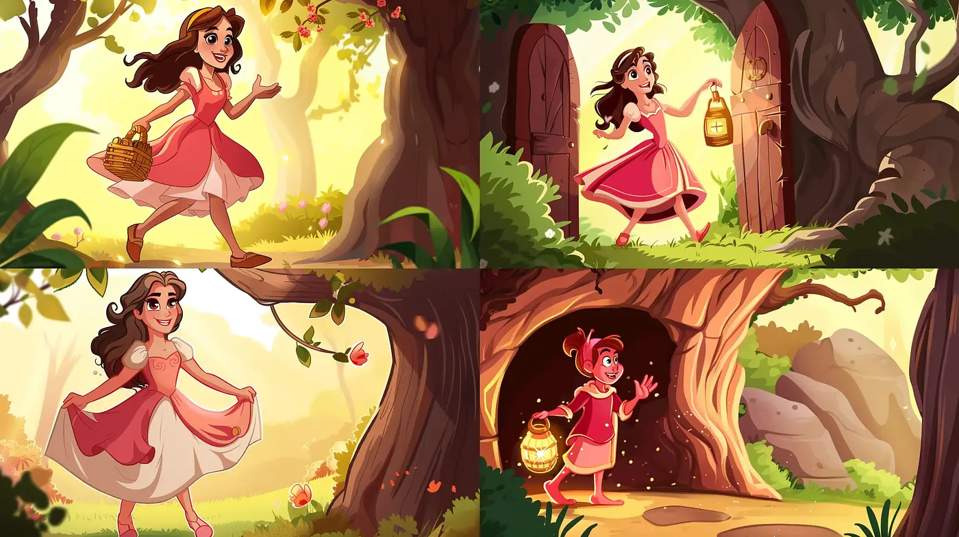 Enchanted Forest Whimsy: A Narrative of Warmth and Vivacity in Children's Illustration - Midjourney sref style