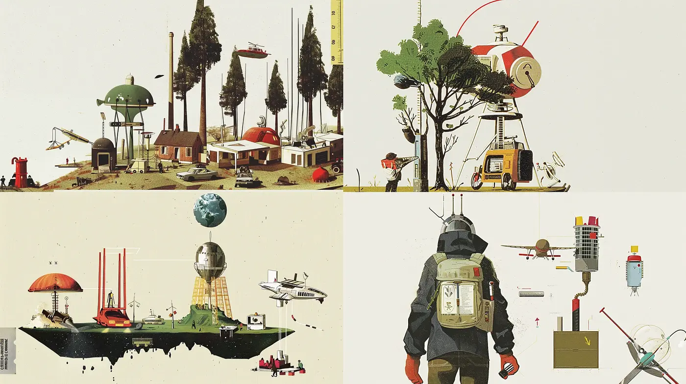 Retro-Futuristic Exploration in Muted Earth Tones - Midjourney sref style