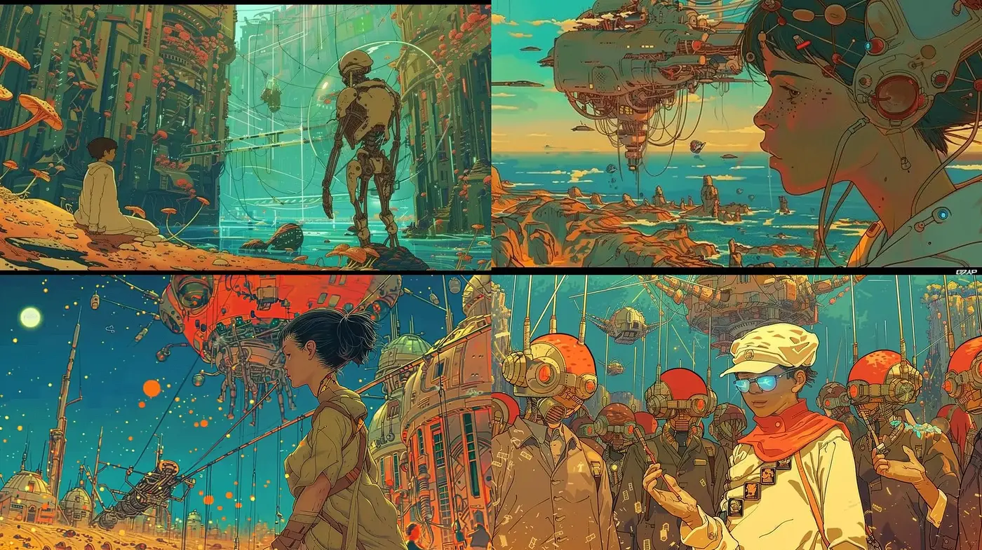 Futuristic Nostalgia with a Retro Sci-Fi Essence - Midjourney sref style