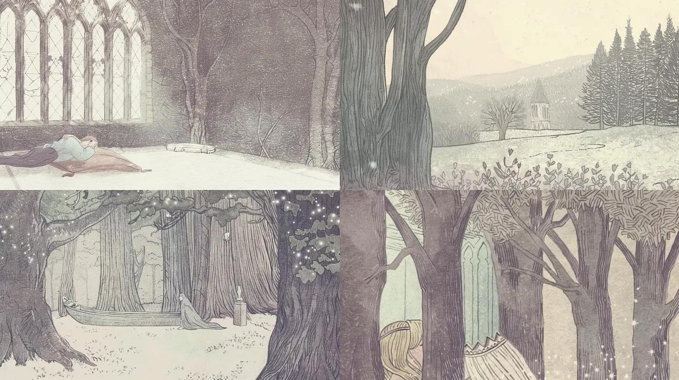 Ethereal Woodland Reverie in Monochromatic Whispers - Midjourney sref style
