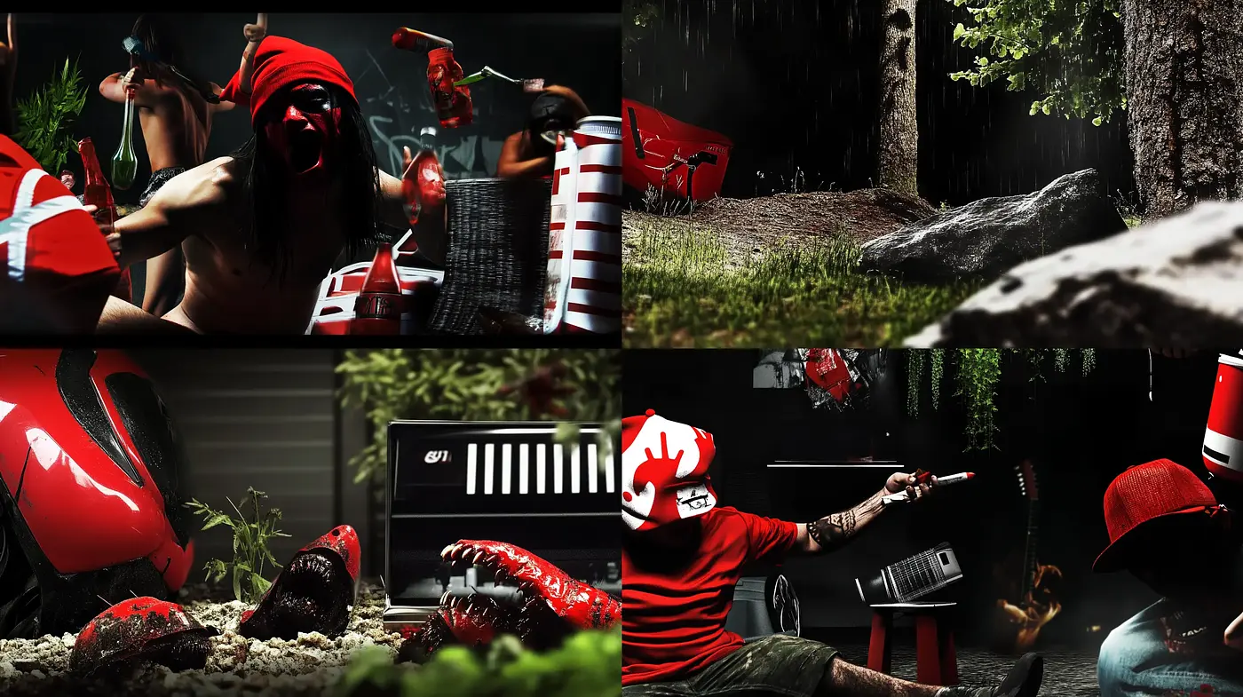 Crimson Requiem: A Violent Symphony in Red and Black - Midjourney sref style