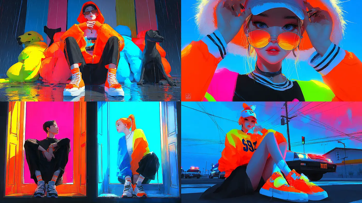 Vibrant and Playful Urban Aesthetic with a Modern Streetwear Influence - Midjourney sref style