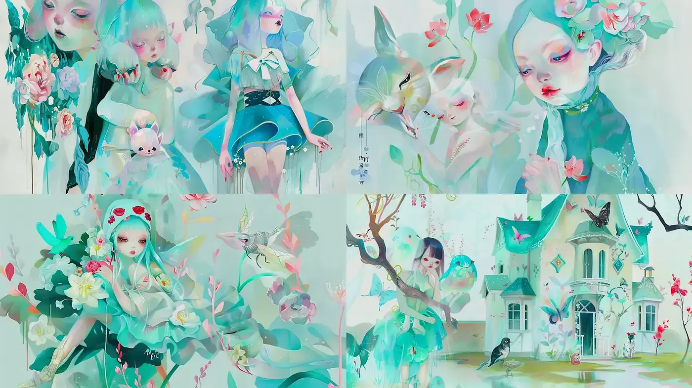Ethereal Dreamlike Aesthetic with Whispering Florals and Serene Portraits - Midjourney sref style