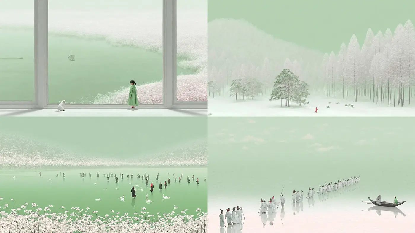 Serene and Ethereal Landscapes with a Pastel Aesthetic - Midjourney sref style