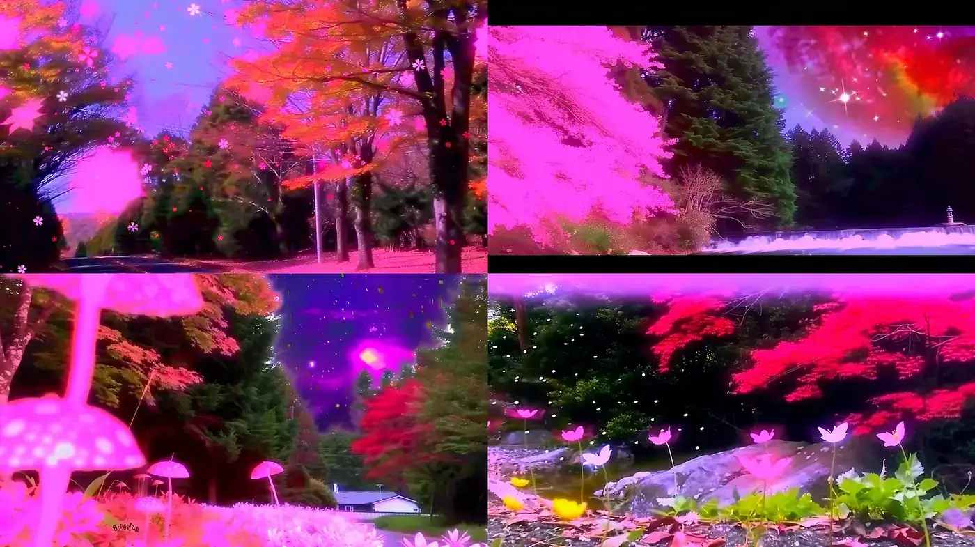 Vibrant and Dreamy Nature Scenes with Surreal Elements - Midjourney sref style