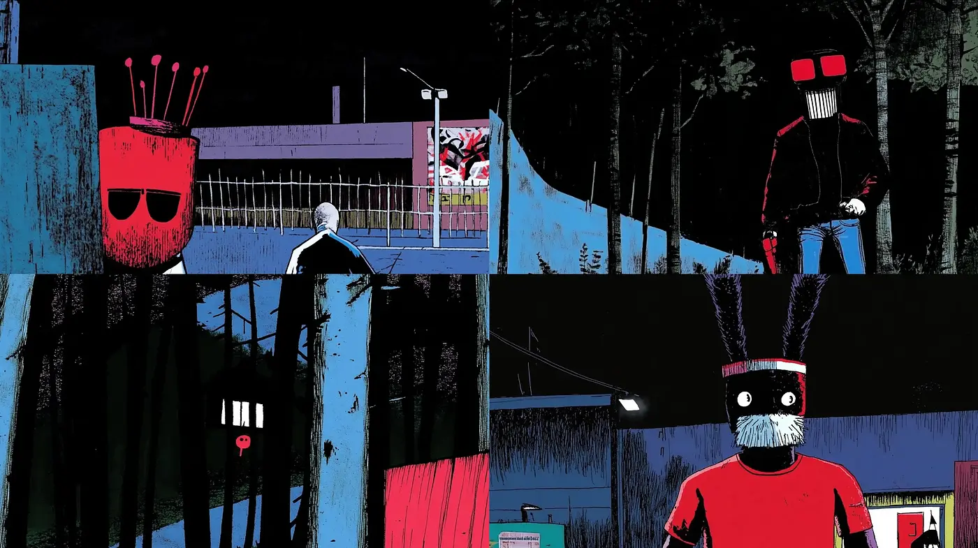 Nocturnal Hues of Stylized Urban Surrealism - Midjourney sref style