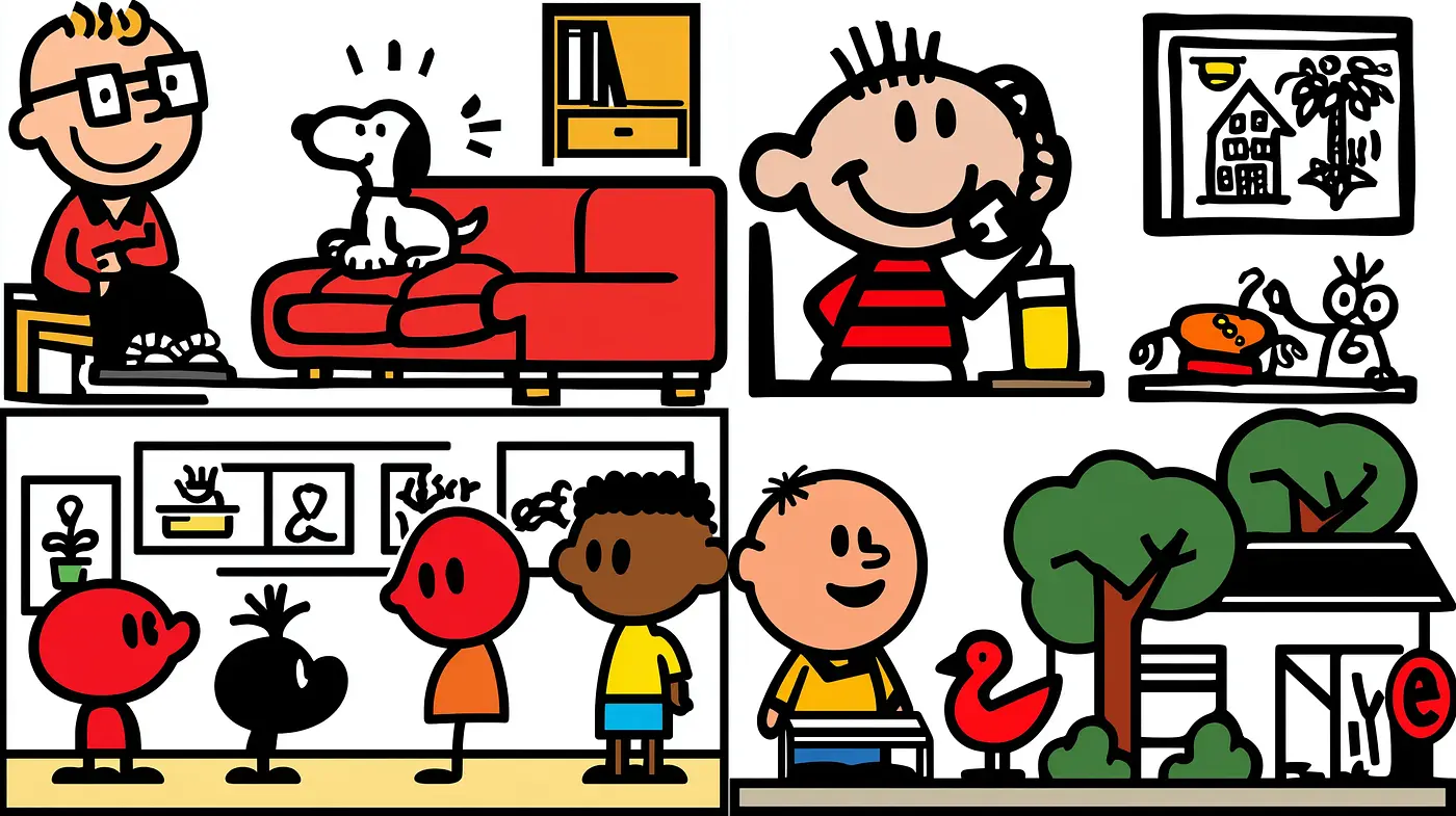Playful and Colorful Cartoon Inspired by Classic Comics - Midjourney sref style