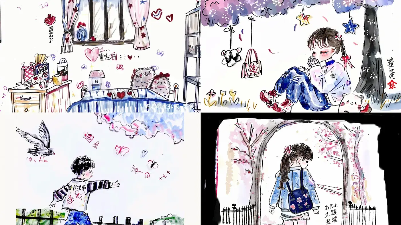 Charming and whimsical illustrations with a playful spirit - Midjourney sref style