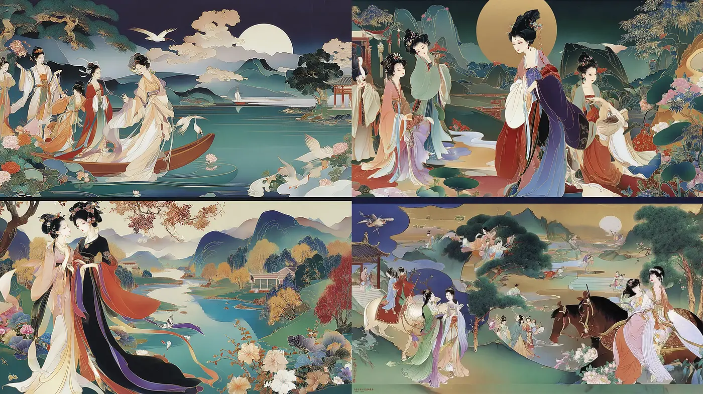 Harmonious Blend of Traditional Japanese Aesthetics with Rich Detailing - Midjourney sref style