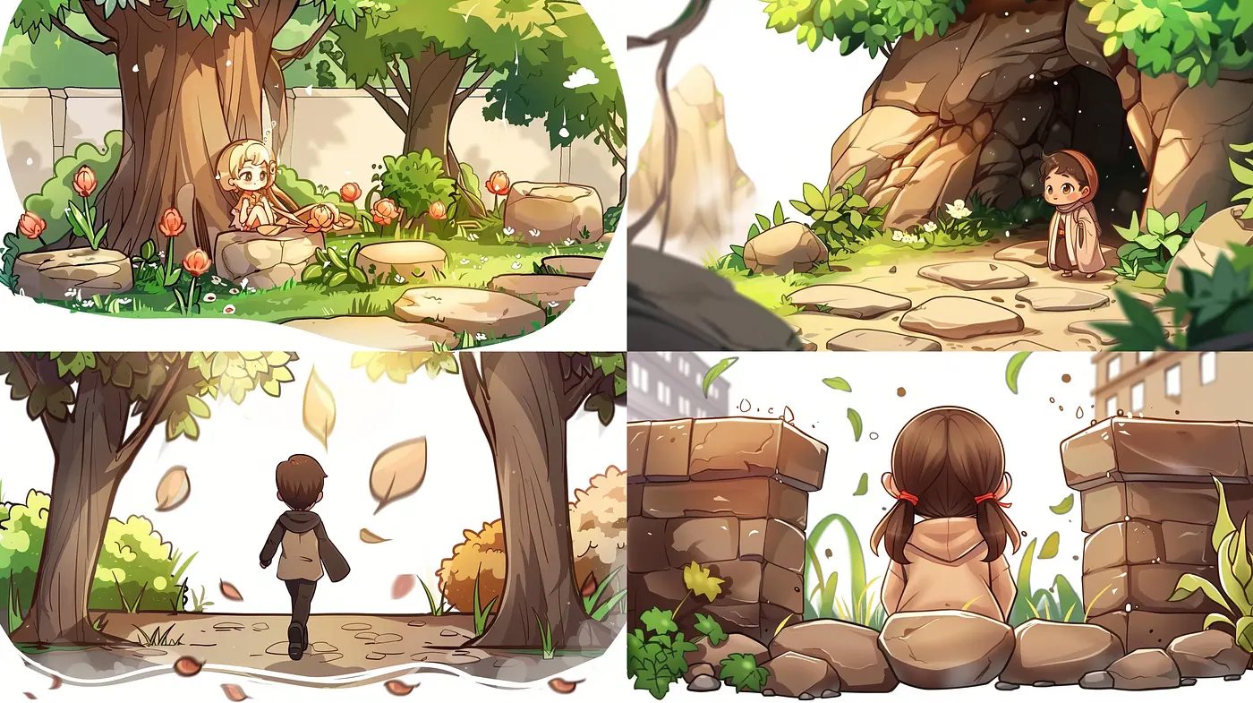 Serene Pastoral Scenes with a Warm Anime-Inspired Palette - Midjourney sref style